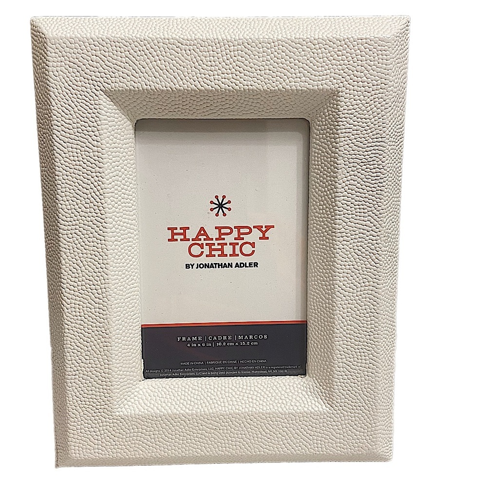 Johnathan Adler Happy Chic White Bubble Texture 4 x 6 Picture Frame.